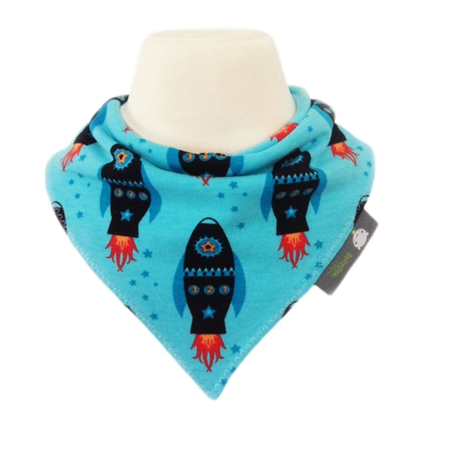 BellaOski BANDANA DRIBBLE BIB Michas Stoffecke ROCKETS Jersey Fabric BABY GIFT