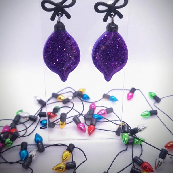 Sparkly Christmas Lights Bauble Handmade Earrings