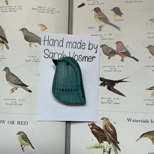 Ceramic Blue Bird Brooch