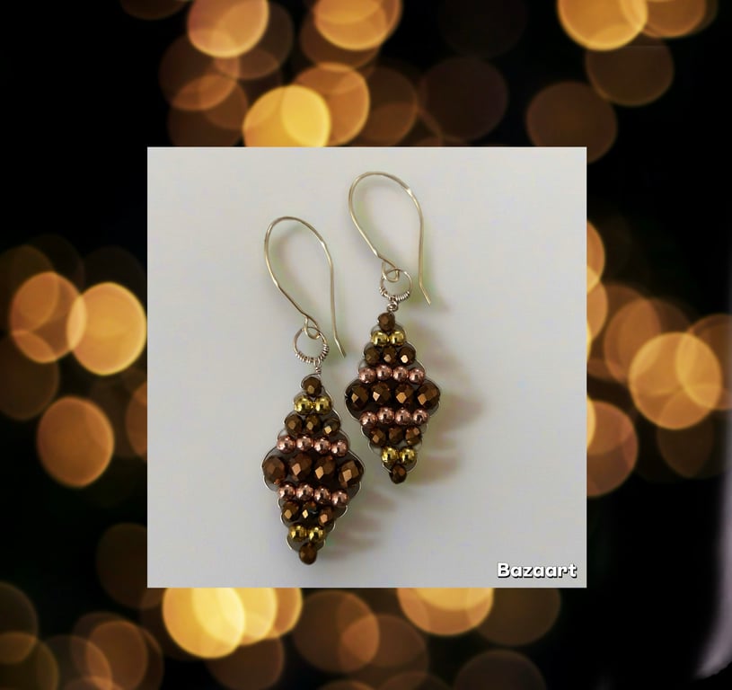 Earrings- Vibrant Glass and Gold Plated Beads - Boho style, Dangle, Freepost