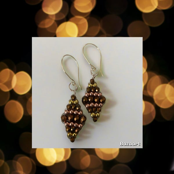 Earrings- Vibrant Glass and Gold Plated Beads - Boho style, Dangle, Freepost