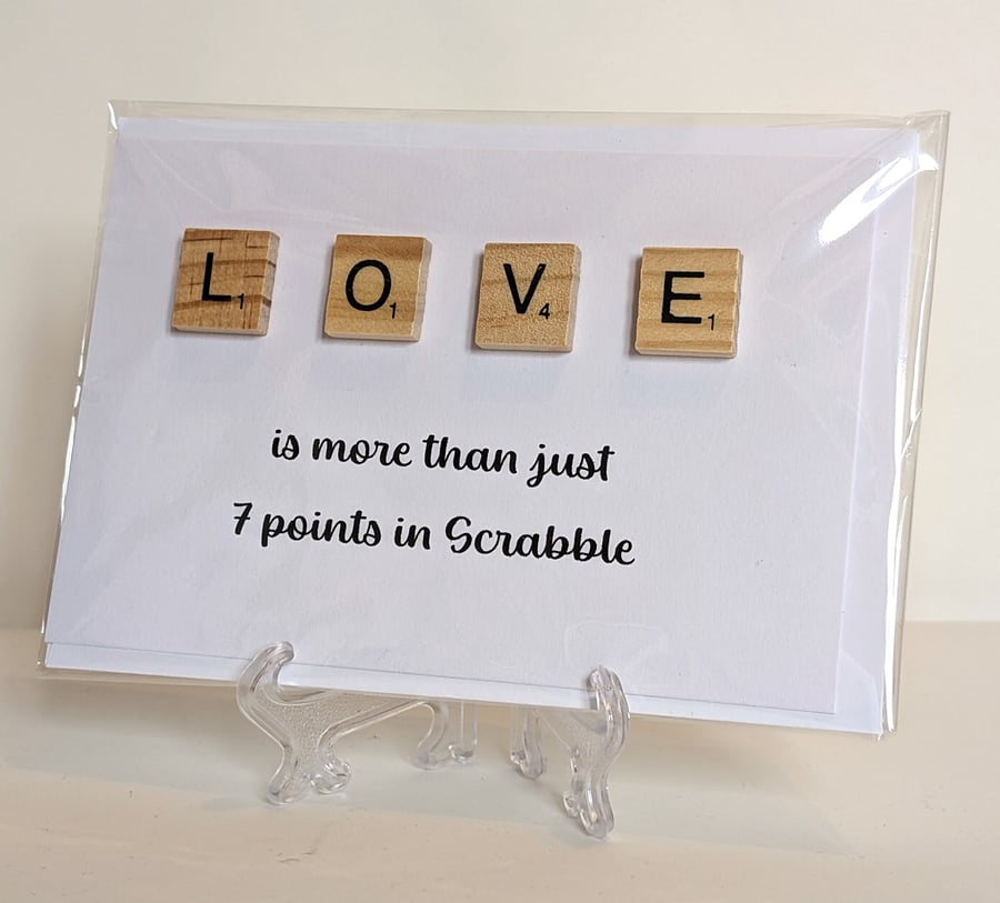 Love is more than just 7 points in scrabble greetings card