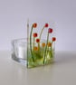 Fused glass tealight candle holder panel, mixed flowers - Image 3
