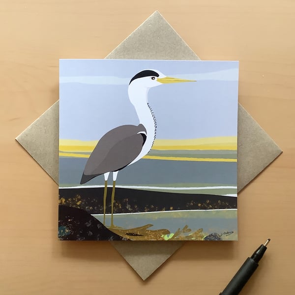 Greetings card - heron - birds - blank card