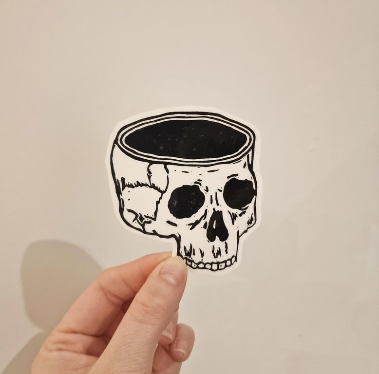 Mindless Skull Hand Printed Sticker