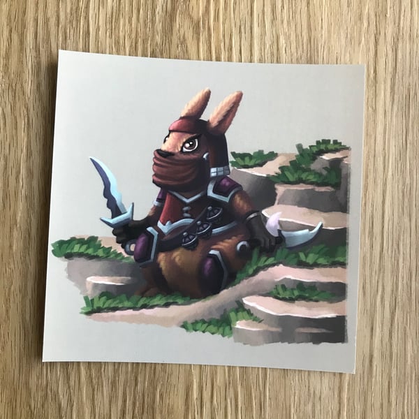 Rabbit Ninja Square Post Card Print