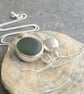 Green seaglass and silver pebble cluster pendant, Gift for beach lover - Image 8