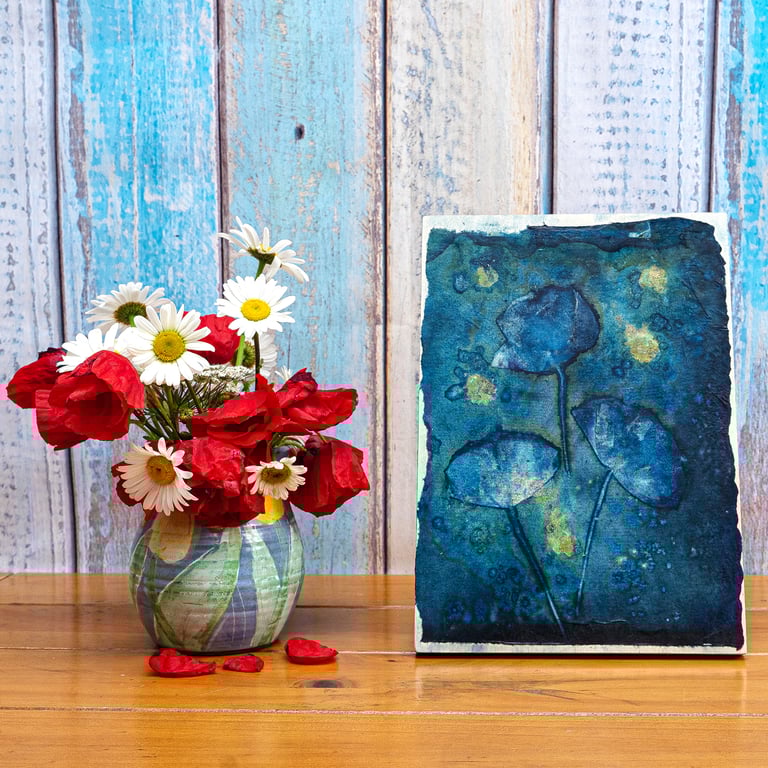 Dreamy Poppies with Golden Sparkles (SunPrint004)