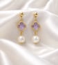 Freshwater Pearl and Four Leaf Clover Gold Plated Earrings - Image 7