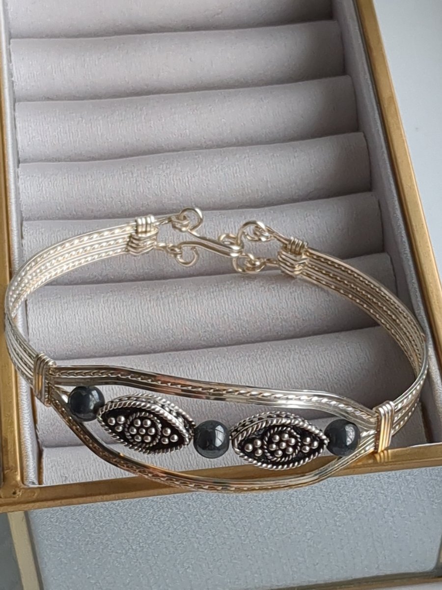 Silver beads in sterling silver bracelet 