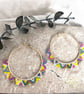 Colorful Beaded Hoop Earrings - Handmade Seed Bead Hoops - Image 7