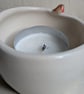 Ceramic handmade tealight robin & birdprints pottery candle holder  - Image 4