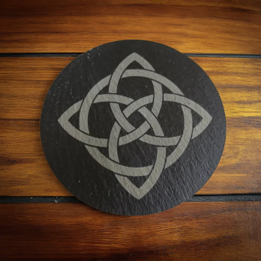Set of 6 Natural Smooth Celts Design Drink Coasters. Anti-skid Feet.