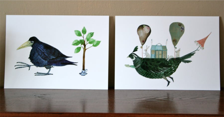 Postcards Bird postcards set of two glossy postcards 4x6