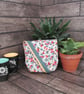 Upcycled Coffee Sack -  Mini Shoulder Bag - Teal patterned fabric