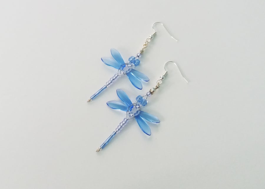 Beaded Dragonflies Earrings – Light Blue