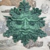 Green man woollen sculpture, needle felted wall art