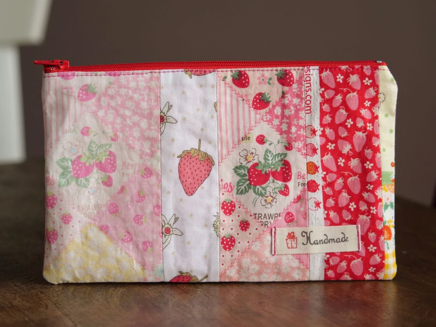 Strawberry Pencil case, zipper pouch 