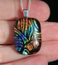 Blue, orange and green dichroic glass pendant, dichroic glass necklace,SKU F44 - Image 3