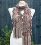 Crochet Stripey Scarf in Mahogany Brown - Image 5