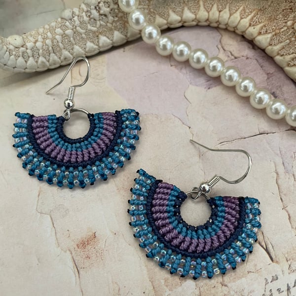 Boho beaded earrings, fan earrings, dangle earrings, gift for teen girl