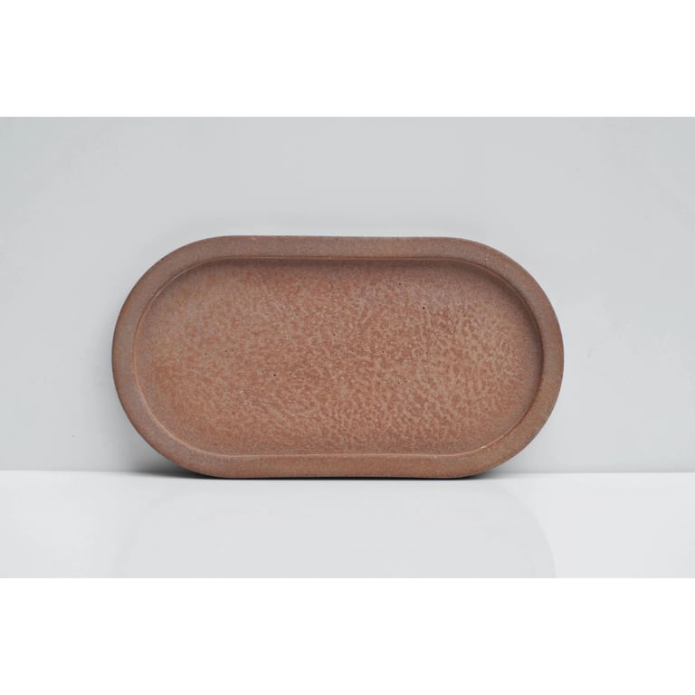 Oval Concrete Tray: 20cm Orange Decorative Candle Plate Jewelry Catchall Decor