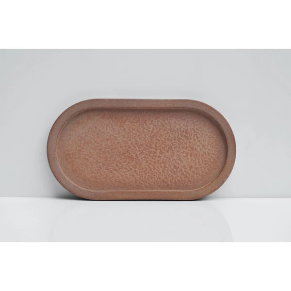 Oval Concrete Tray: 20cm Orange Decorative Candle Plate Jewelry Catchall Decor