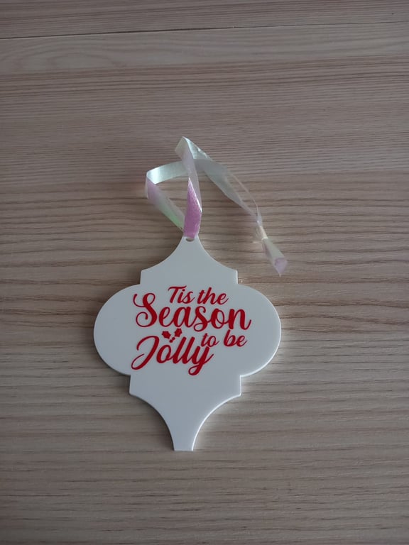 Tis The Season To Be Jolly Arabesque Bauble Christmas Tree Decoration Ornament