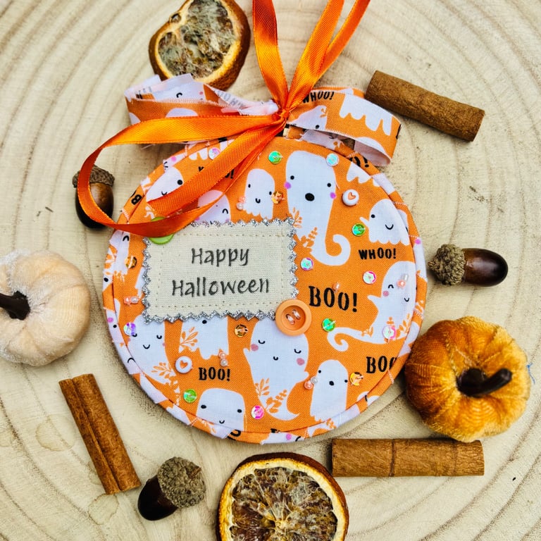 Personalised 5" Cute Ghost Halloween Keepsake Hoop - Happy Halloween Decoration 