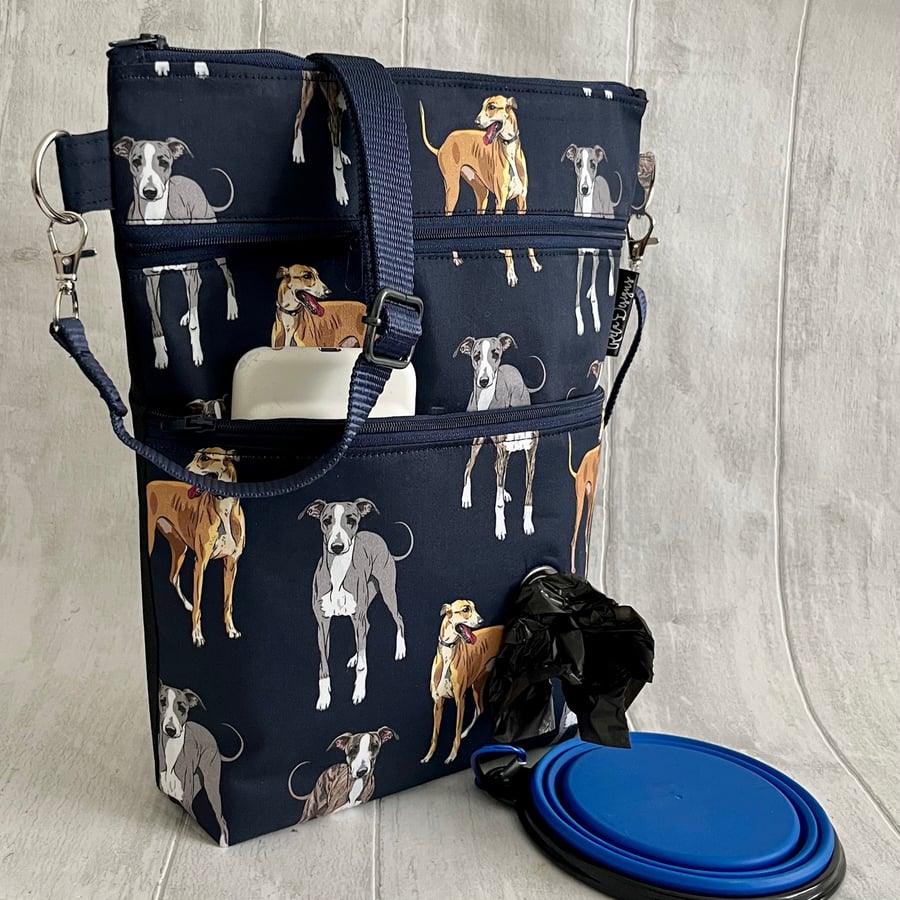 Dog walking bag, whippets