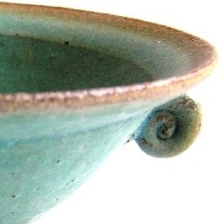 Turquoise glaze finish wheel-thrown ceramic stoneware candle bowl