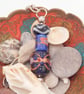 Blue and Black Lampwork Bead Key Ring, Key Ring, Gift for Her, Gift for Teacher - Image 1