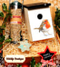 Christmas Robin decoupage Bird nesting box Christmas gift with seed & suet star