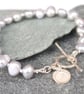 Pearl and silver toggle bracelet - Image 2