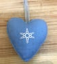 Blue Felt Snowflake Heart. (181) - Image 1