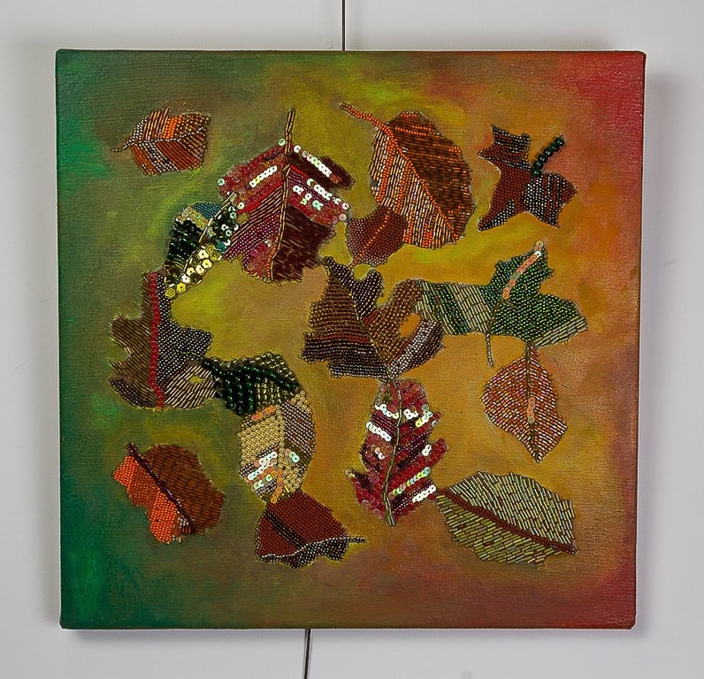 Autumn leaves Mixed Media textile art