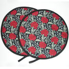 Aga Hob Lid Mats William Morris Hammersmith Chef Pads Covers Pair Red Black