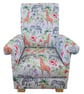 Children's Armchair Kids Chair Serengeti Animals Fabric Boys Girls Dove Grey
