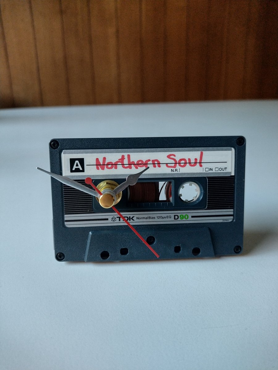 Desk Clock upcycled from Vintage Cassette Tape, Northern Soul Music Gift