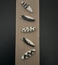 Long Oval  Ceramic Buttons- set of 5 - Black & white mixed geometric patterns  - Image 1