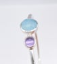 Amethyst and Chalcedony Silver Hammered Bangle  - Image 5