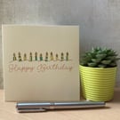 Birthday Candles - Happy Birthday Card - Hand painted card - Green