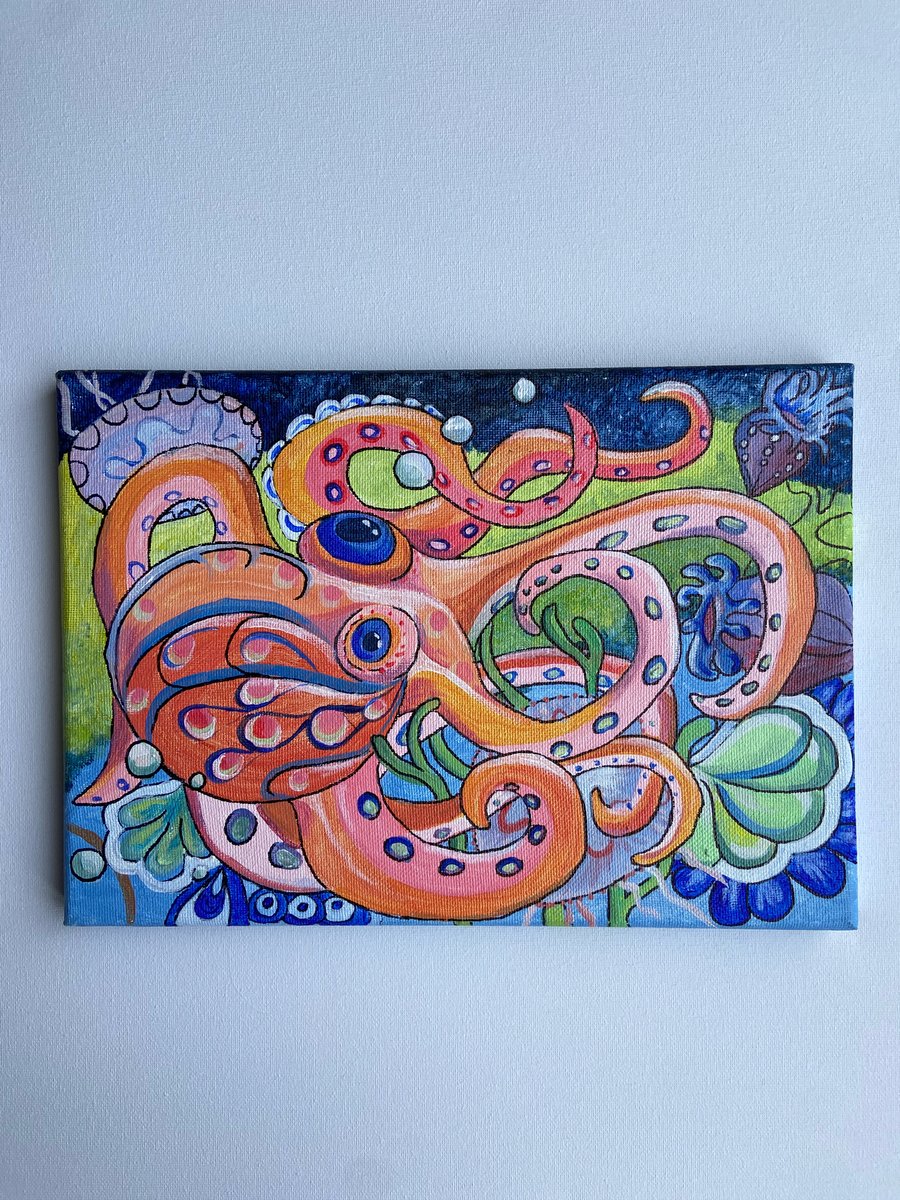 Hand painted original abstract octopus