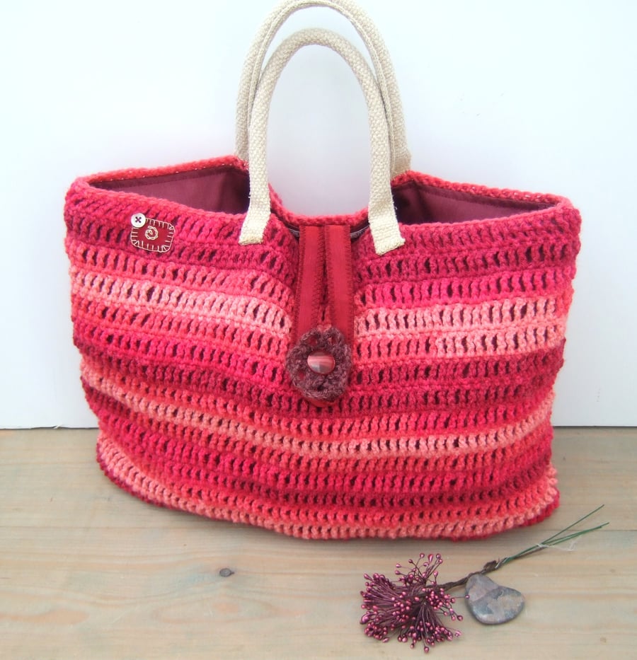 Large Crochet Shopping Bag, Craft Bag