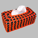 Tissue box cover in orange and black, Halloween crochet cover, handmade