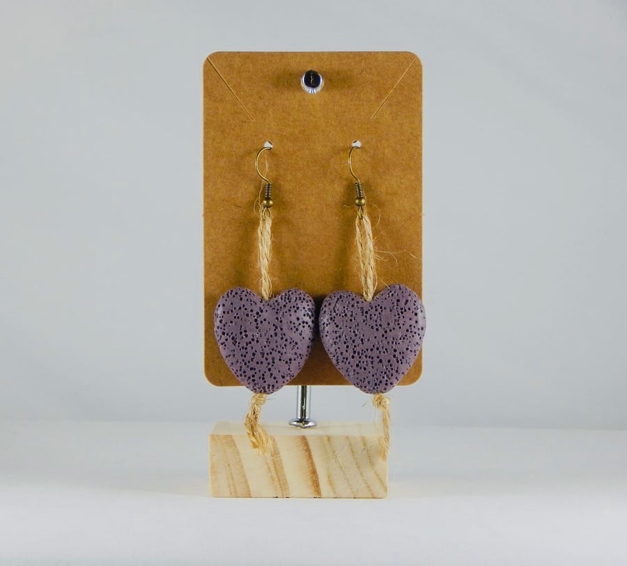 Lilac heart earrings