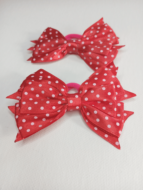  Handmade Spot Bow Hair Elastics – Fun Kids Hair Accessories - Set of 2