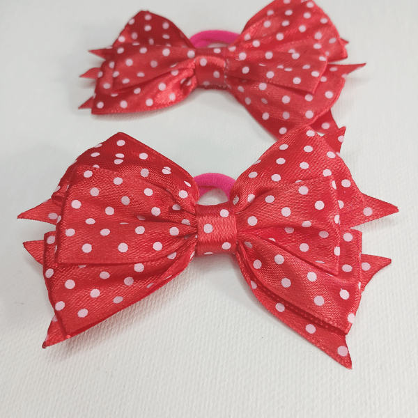  Handmade Spot Bow Hair Elastics – Fun Kids Hair Accessories - Set of 2