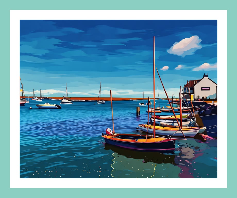 Boats in Harbour Wells Next The Sea Norfolk Greeting Card A5 Size 
