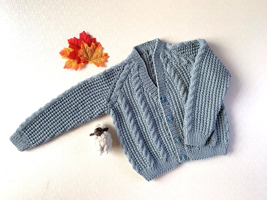 Hand Knit Baby Merino Wool Cardigan: Breathable, Natural and Sustainable Yarn